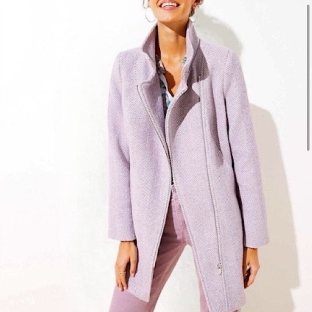 Loft Lilac Herringbone Coat